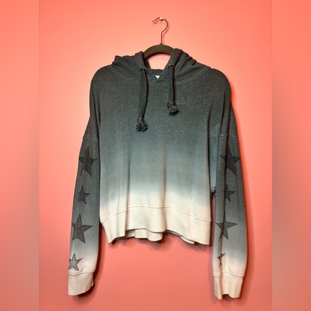 Rhinestone star long-sleeve cropped hoodie